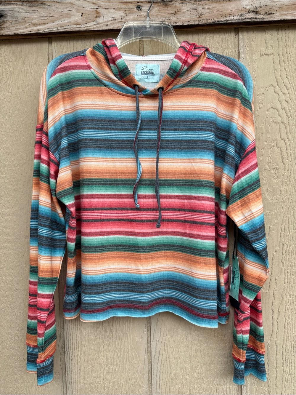 Range by Rock & Roll Denim Multi-Color Striped Hoodie - Soft